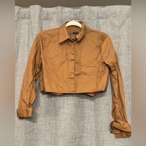 Zara Women's Brown Button Down Shirt